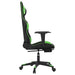 Scaun gaming de masaj/suport picioare, negru/verde, piele eco - WALTI WALTI