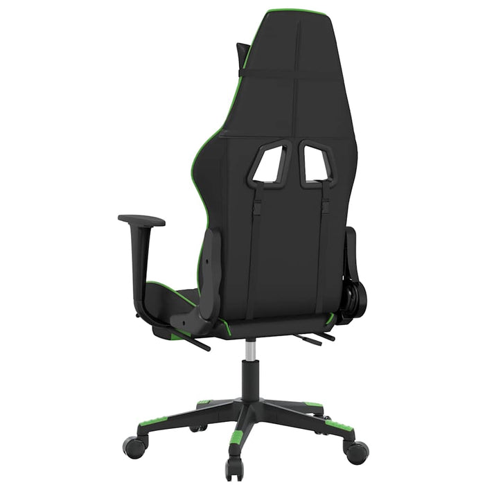 Scaun gaming de masaj/suport picioare, negru/verde, piele eco - WALTI WALTI