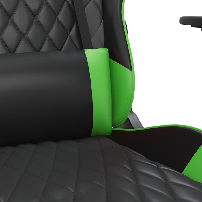 Scaun gaming de masaj/suport picioare, negru/verde, piele eco - WALTI WALTI