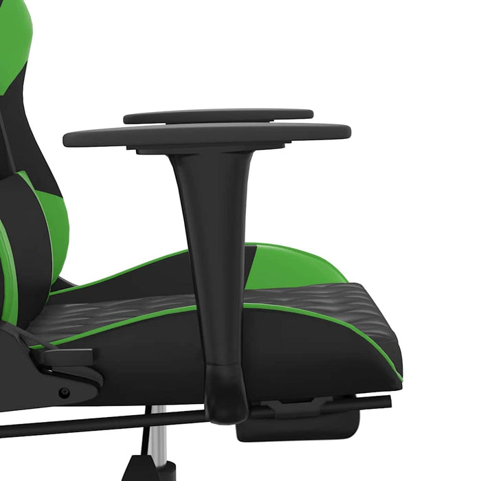 Scaun gaming de masaj/suport picioare, negru/verde, piele eco - WALTI WALTI