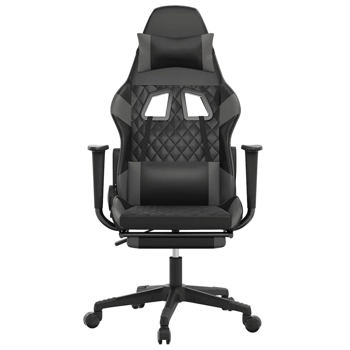 Scaun de gaming cu masaj/suport picioare, negru/gri, piele eco - WALTI WALTI