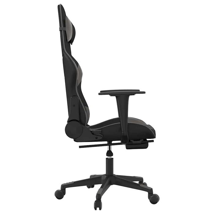 Scaun de gaming cu masaj/suport picioare, negru/gri, piele eco - WALTI WALTI