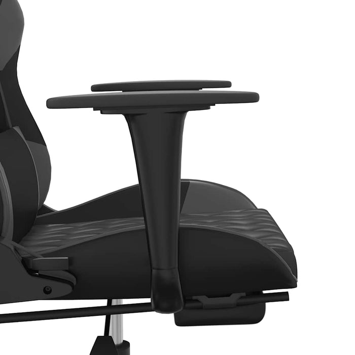 Scaun de gaming cu masaj/suport picioare, negru/gri, piele eco - WALTI WALTI