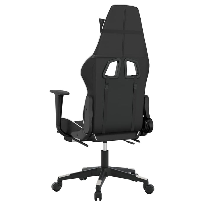 Scaun de gaming masaj/suport picioare alb/negru piele eco - WALTI WALTI