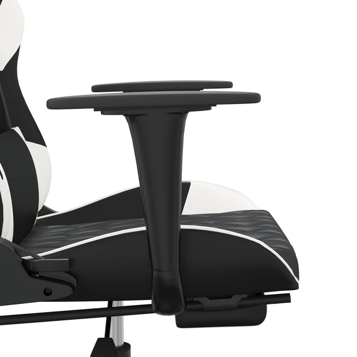 Scaun de gaming masaj/suport picioare alb/negru piele eco - WALTI WALTI