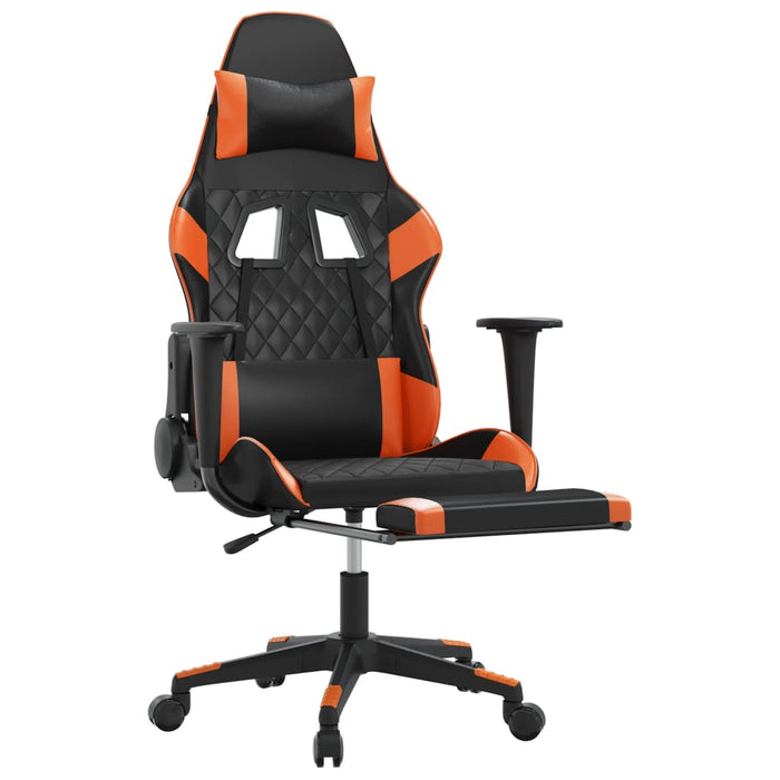 Scaun gaming masaj/suport picioare, negru/portocaliu, piele eco - WALTI WALTI