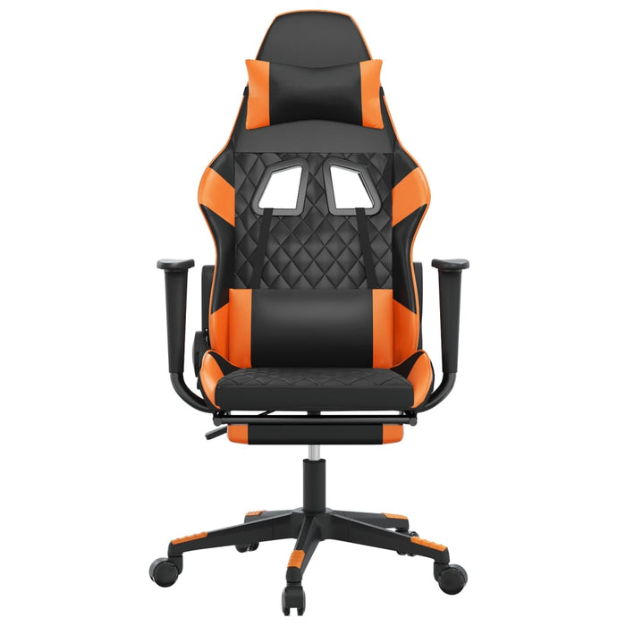 Scaun gaming masaj/suport picioare, negru/portocaliu, piele eco - WALTI WALTI