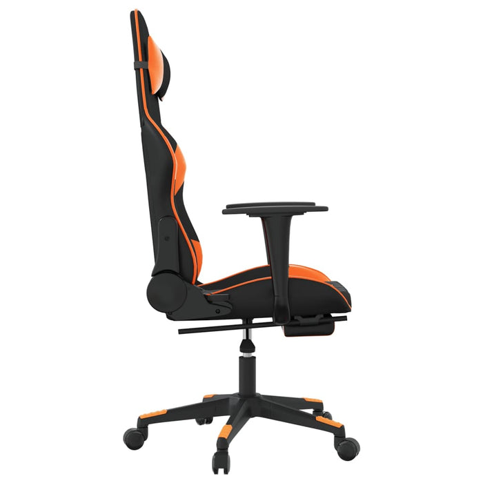 Scaun gaming masaj/suport picioare, negru/portocaliu, piele eco - WALTI WALTI