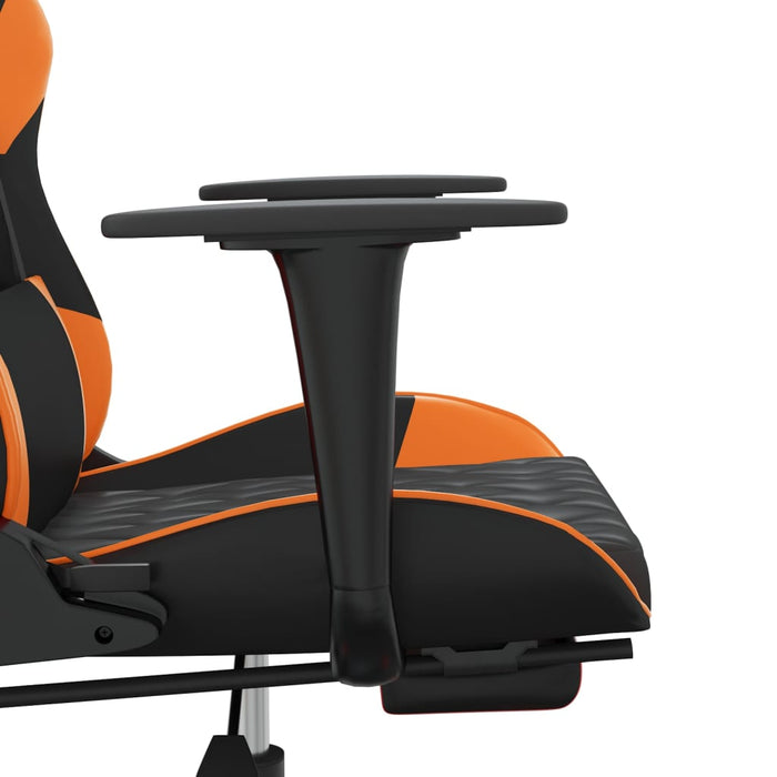 Scaun gaming masaj/suport picioare, negru/portocaliu, piele eco - WALTI WALTI