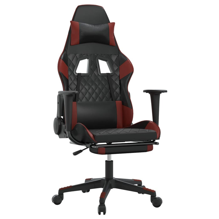 Scaun de gaming masaj/suport picioare negru/roșu vin piele eco - WALTI WALTI