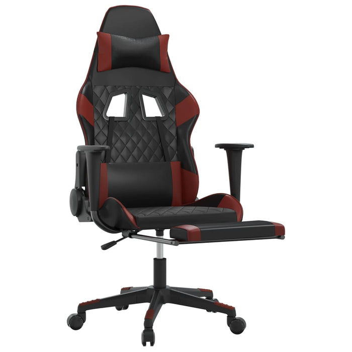Scaun de gaming masaj/suport picioare negru/roșu vin piele eco - WALTI WALTI