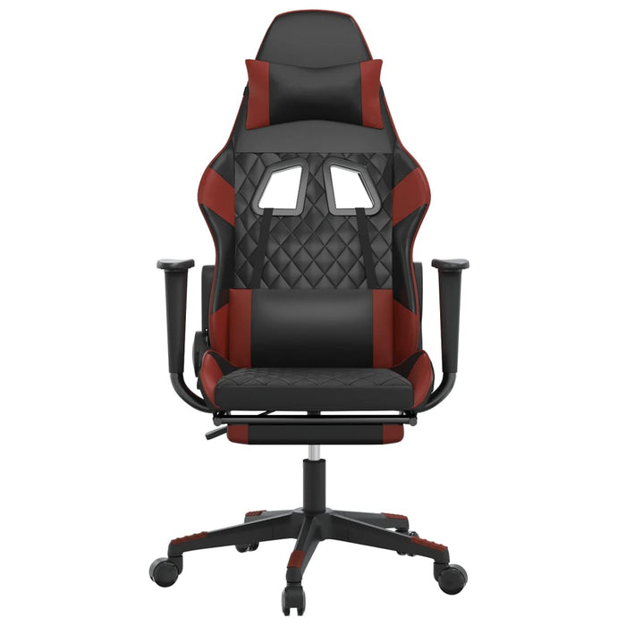 Scaun de gaming masaj/suport picioare negru/roșu vin piele eco - WALTI WALTI