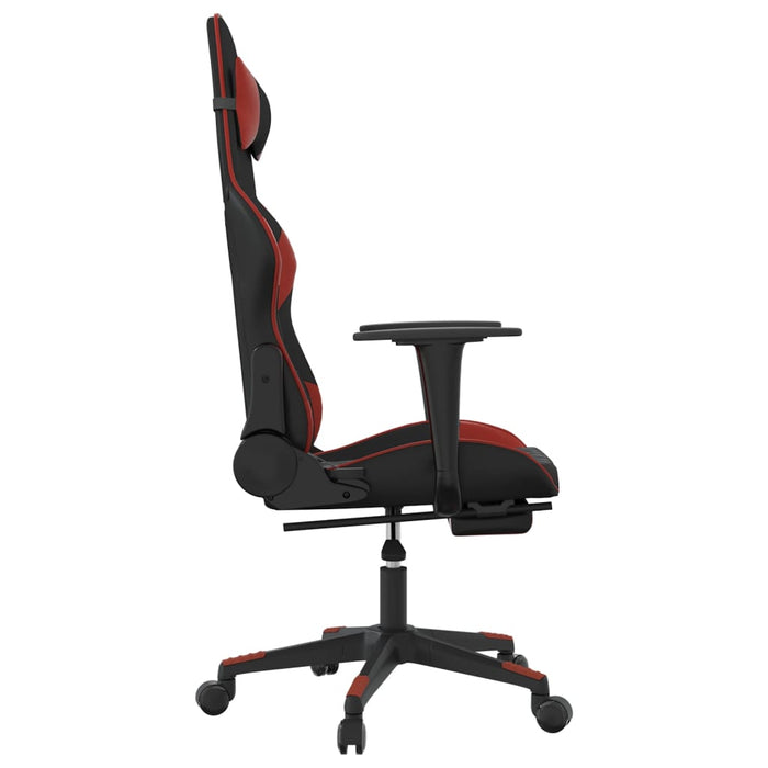 Scaun de gaming masaj/suport picioare negru/roșu vin piele eco - WALTI WALTI
