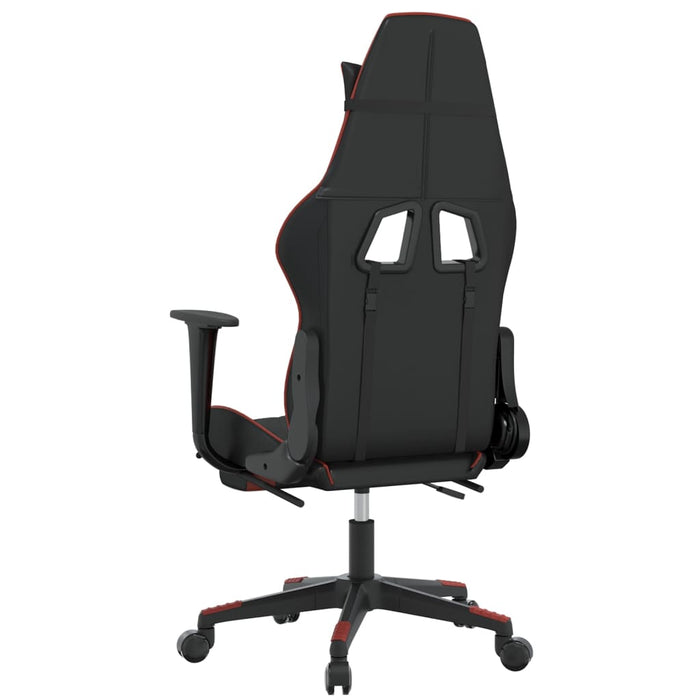 Scaun de gaming masaj/suport picioare negru/roșu vin piele eco - WALTI WALTI