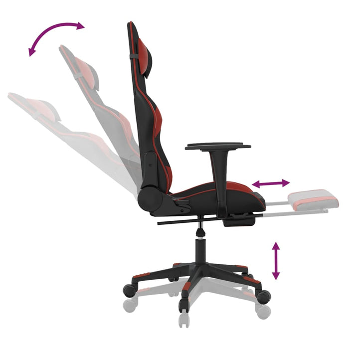 Scaun de gaming masaj/suport picioare negru/roșu vin piele eco - WALTI WALTI