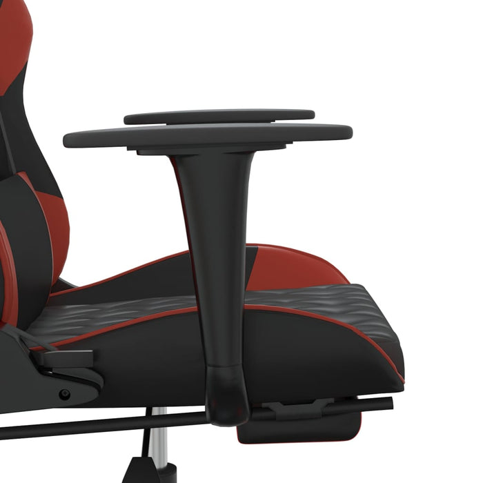 Scaun de gaming masaj/suport picioare negru/roșu vin piele eco - WALTI WALTI