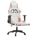 Scaun gaming de masaj/suport picioare, alb/roz, piele ecologică - WALTI WALTI