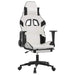 Scaun de gaming masaj/suport picioare alb/negru piele eco - WALTI WALTI