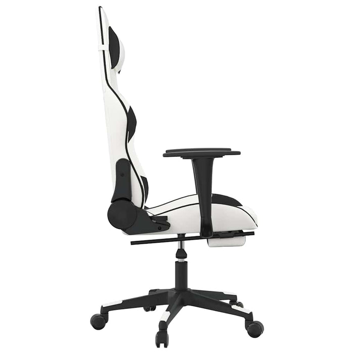Scaun de gaming masaj/suport picioare alb/negru piele eco - WALTI WALTI