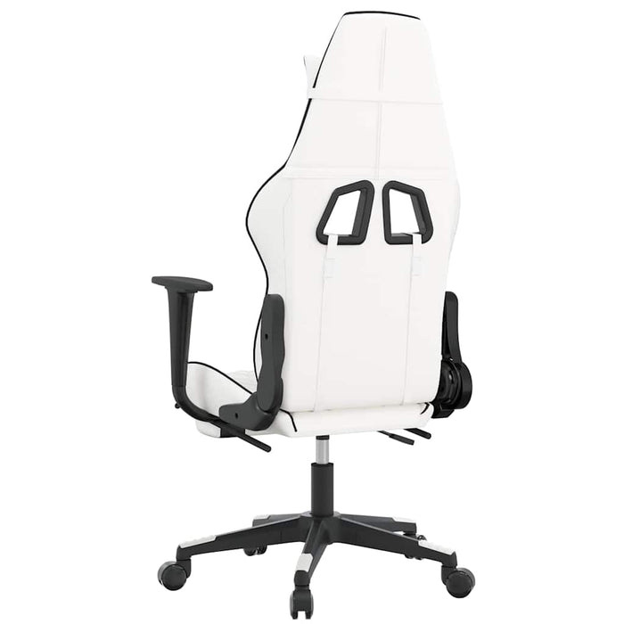 Scaun de gaming masaj/suport picioare alb/negru piele eco - WALTI WALTI
