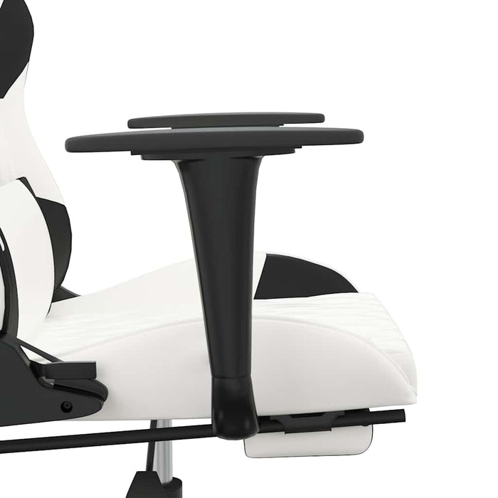 Scaun de gaming masaj/suport picioare alb/negru piele eco - WALTI WALTI