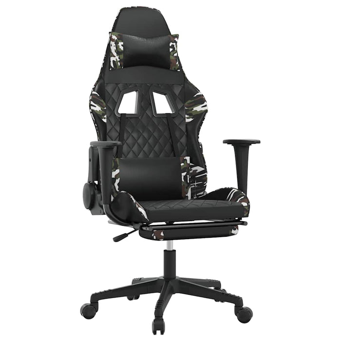 Scaun de gaming masaj/suport picioare negru/Camuflaj piele eco - WALTI WALTI