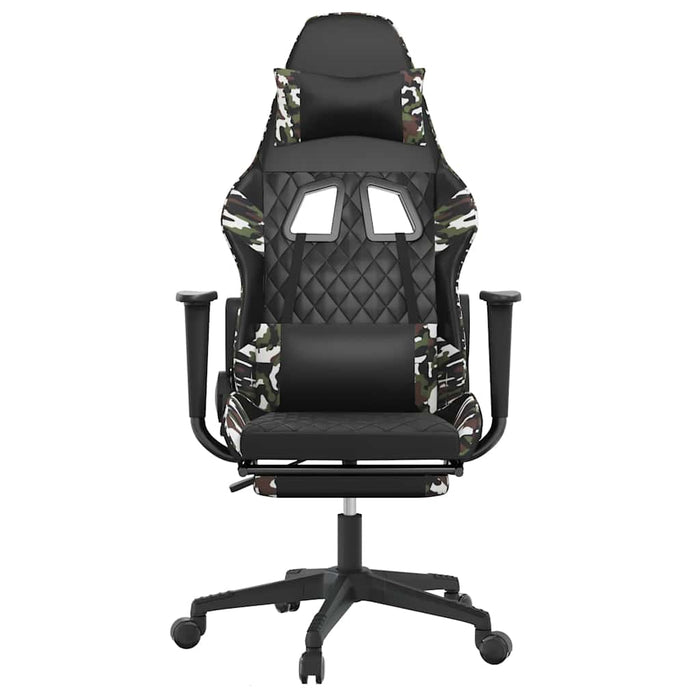 Scaun de gaming masaj/suport picioare negru/Camuflaj piele eco - WALTI WALTI
