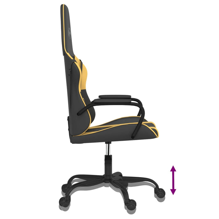 Scaun de gaming de masaj, negru și auriu, piele ecologică - WALTI WALTI