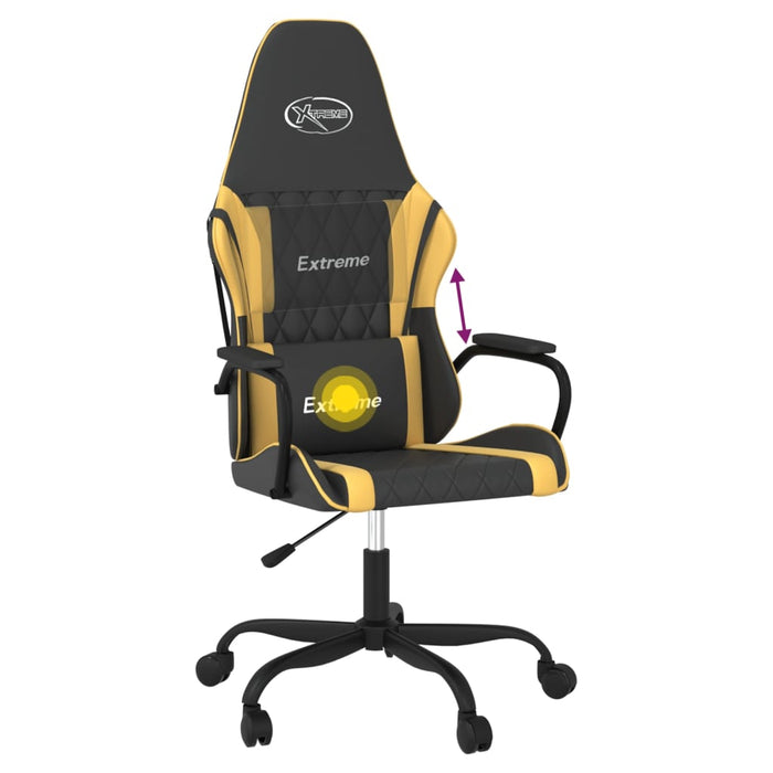 Scaun de gaming de masaj, negru și auriu, piele ecologică - WALTI WALTI