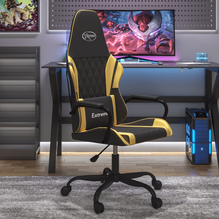 Scaun de gaming de masaj, negru și auriu, piele ecologică - WALTI WALTI