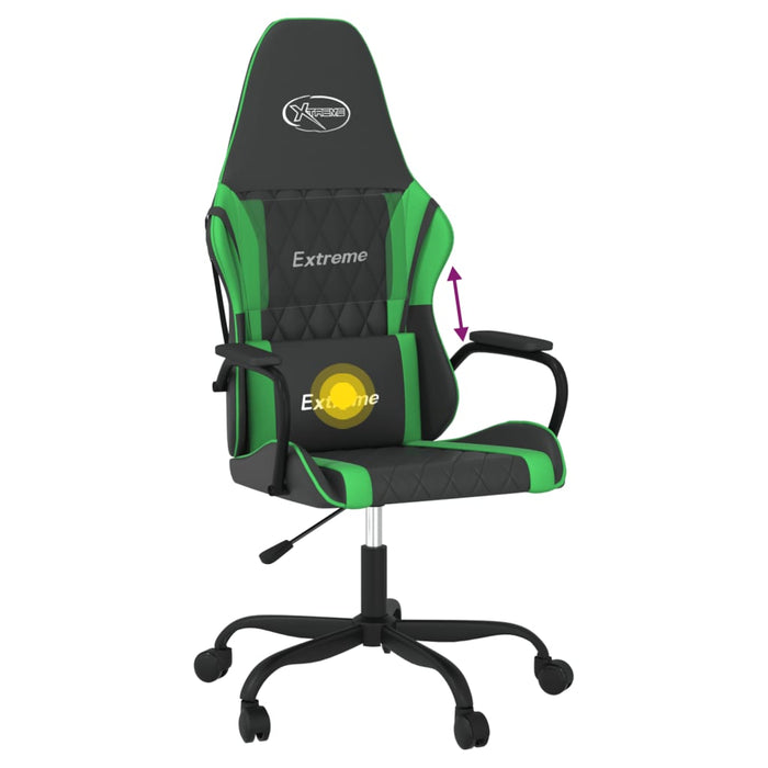 Scaun de gaming de masaj, negru și verde, piele ecologică - WALTI WALTI
