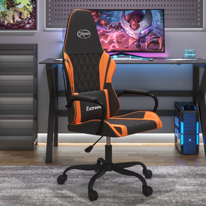 Scaun de gaming de masaj, negru și portocaliu, piele ecologică - WALTI WALTI