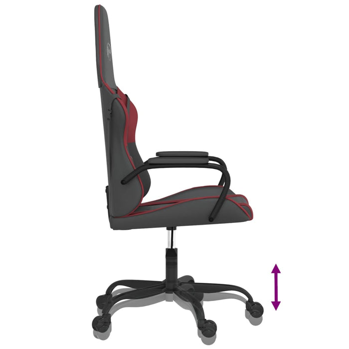 Scaun de gaming de masaj, negru și roșu vin, piele ecologică - WALTI WALTI