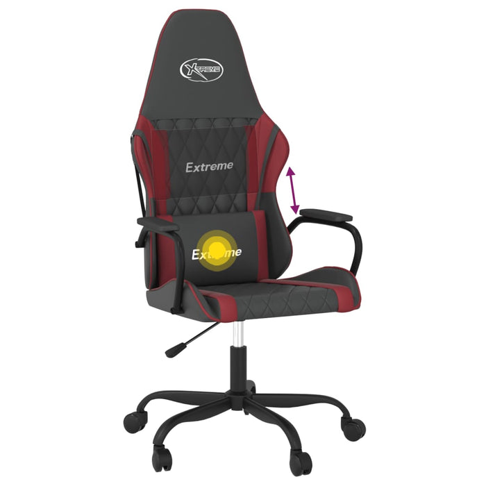Scaun de gaming de masaj, negru și roșu vin, piele ecologică - WALTI WALTI