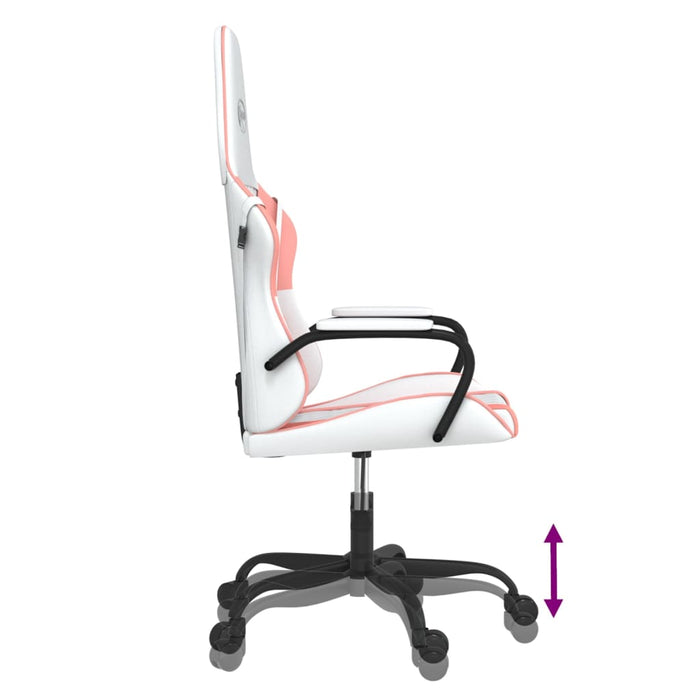 Scaun de gaming de masaj, alb și roz, piele ecologică - WALTI WALTI