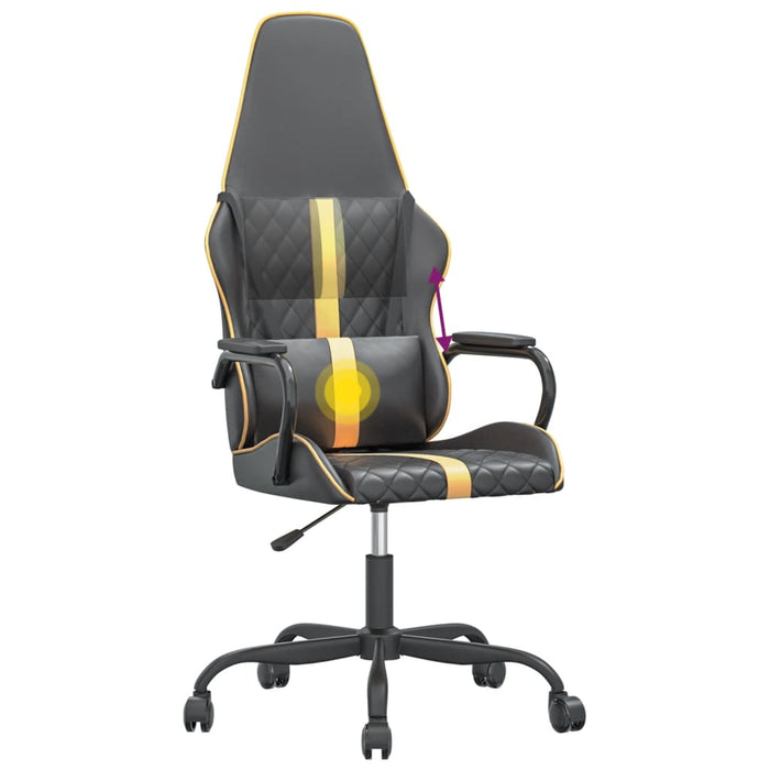 Scaun de gaming de masaj, negru și auriu, piele ecologică - WALTI WALTI