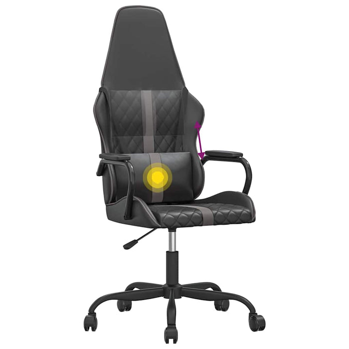 Scaun de gaming de masaj, negru și gri, piele ecologică WALTI