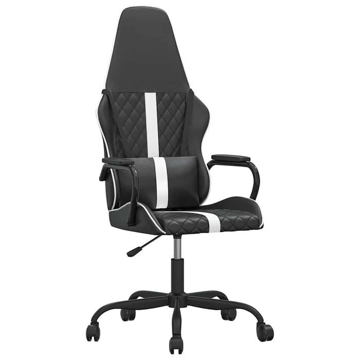 Scaun de gaming de masaj, alb și negru, piele ecologică WALTI