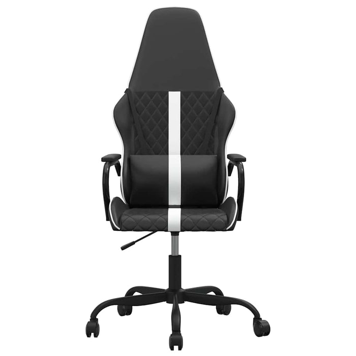 Scaun de gaming de masaj, alb și negru, piele ecologică WALTI