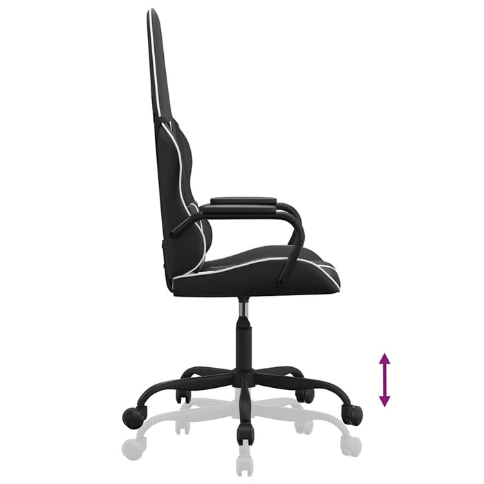 Scaun de gaming de masaj, alb și negru, piele ecologică WALTI