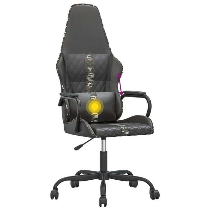 Scaun de gaming de masaj, camuflaj și negru, piele ecologică - WALTI WALTI
