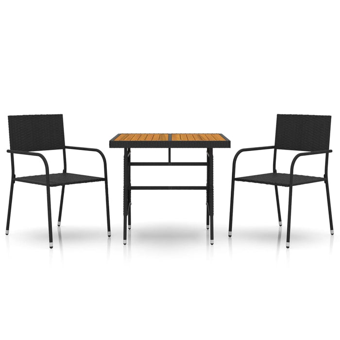 Set mobilier de exterior, 3 piese, negru, poliratan - WALTI WALTI