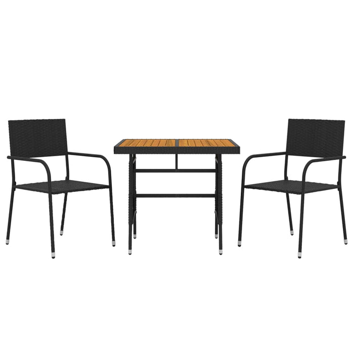 Set mobilier de exterior, 3 piese, negru, poliratan - WALTI WALTI