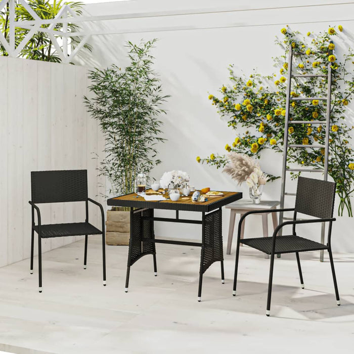 Set mobilier de exterior, 3 piese, negru, poliratan - WALTI WALTI