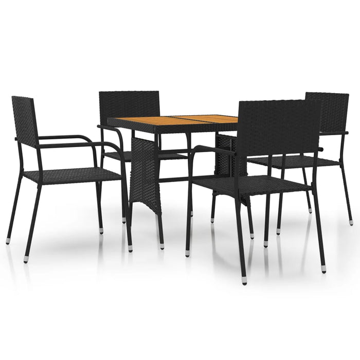Set mobilier de exterior, 5 piese, negru, poliratan WALTI