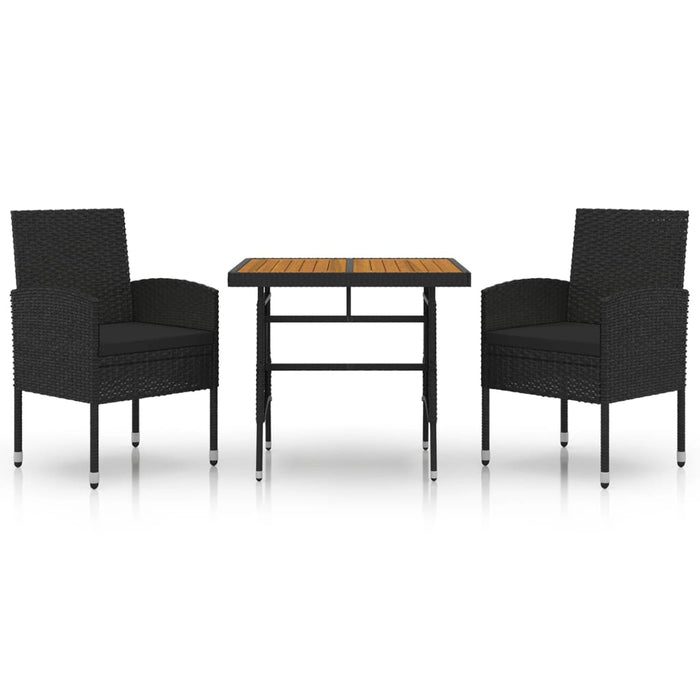 Set mobilier de exterior, 3 piese, negru, poliratan - WALTI WALTI