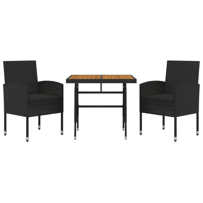 Set mobilier de exterior, 3 piese, negru, poliratan - WALTI WALTI