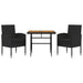 Set mobilier de exterior, 3 piese, negru, poliratan - WALTI WALTI