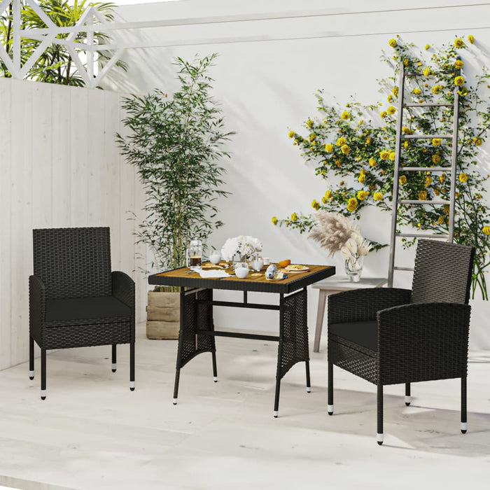 Set mobilier de exterior, 3 piese, negru, poliratan - WALTI WALTI