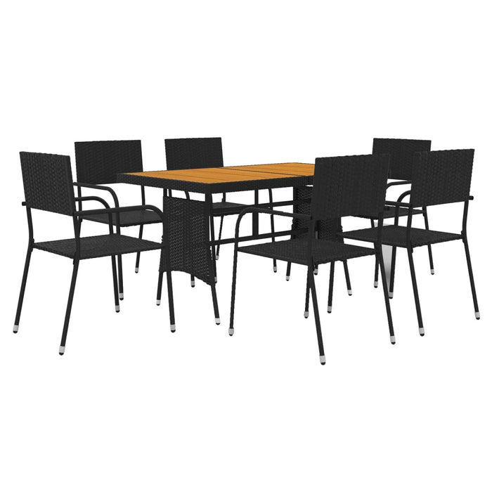 Set mobilier de exterior, 7 piese, negru, poliratan - WALTI WALTI
